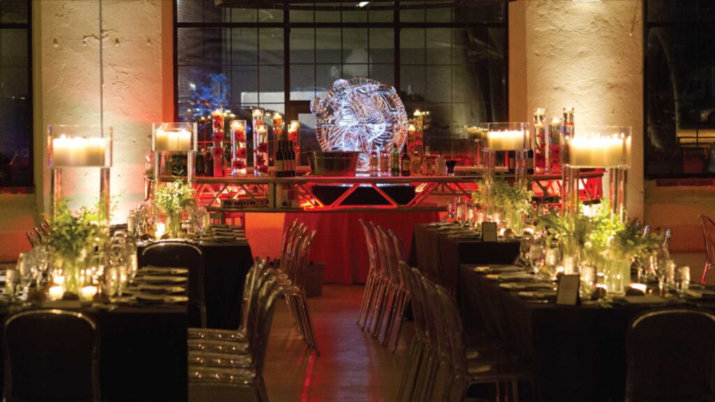 Lit up bar at an event